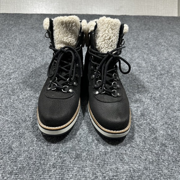 WHITE MOUNTAIN‎ Womens Size 8M Fleece Sherpa Lined Ankle Boots Black - Picture 1 of 11
